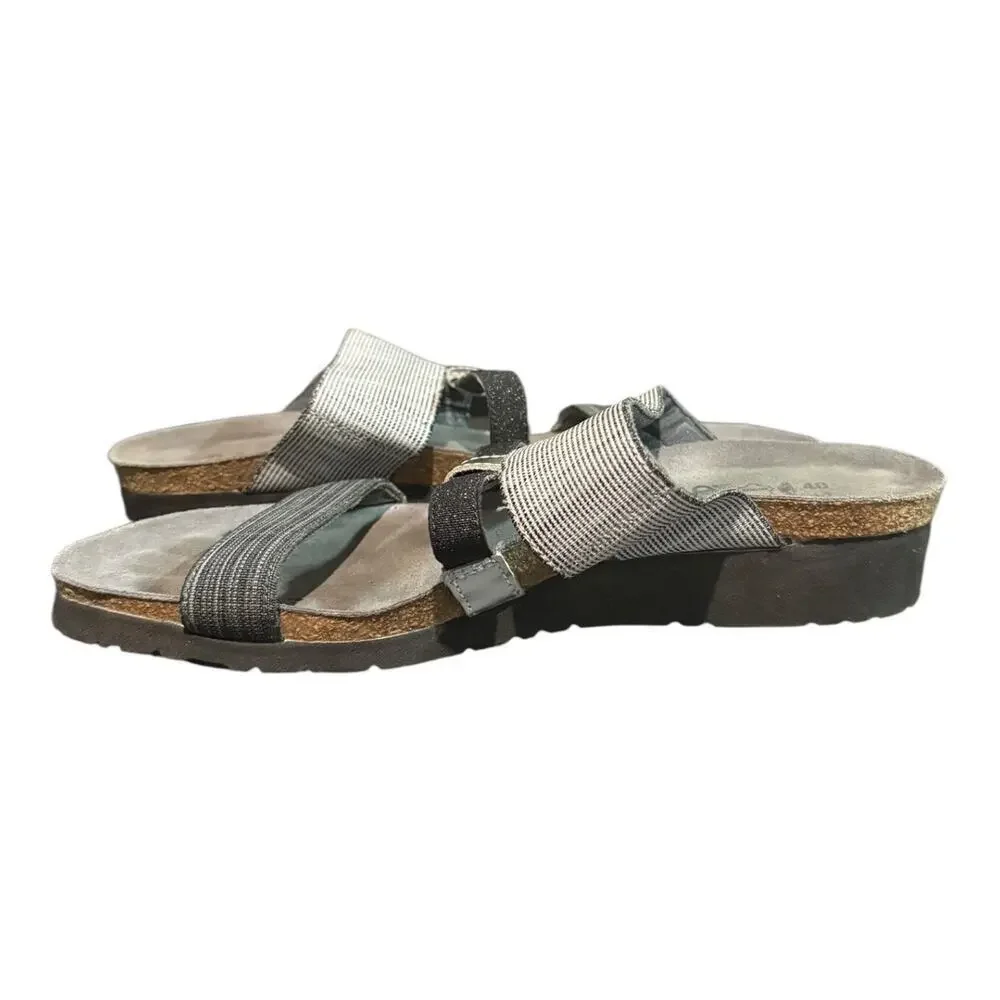 Naot Women’s Brenda Gray Wedge Sandals Size 40 US 9 Comfort Casual Slip On Shoe